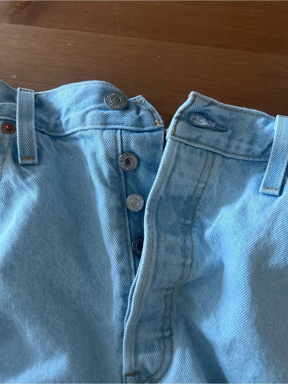 Levi's 501 Size 33 Button Fly  Embroidered Distressed Denim Shorts